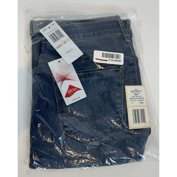 Democracy Womens Ab Solution Mid Blue Vintage High Rise  Bermuda Jean Short SZ 2 - Picture 10 of 16